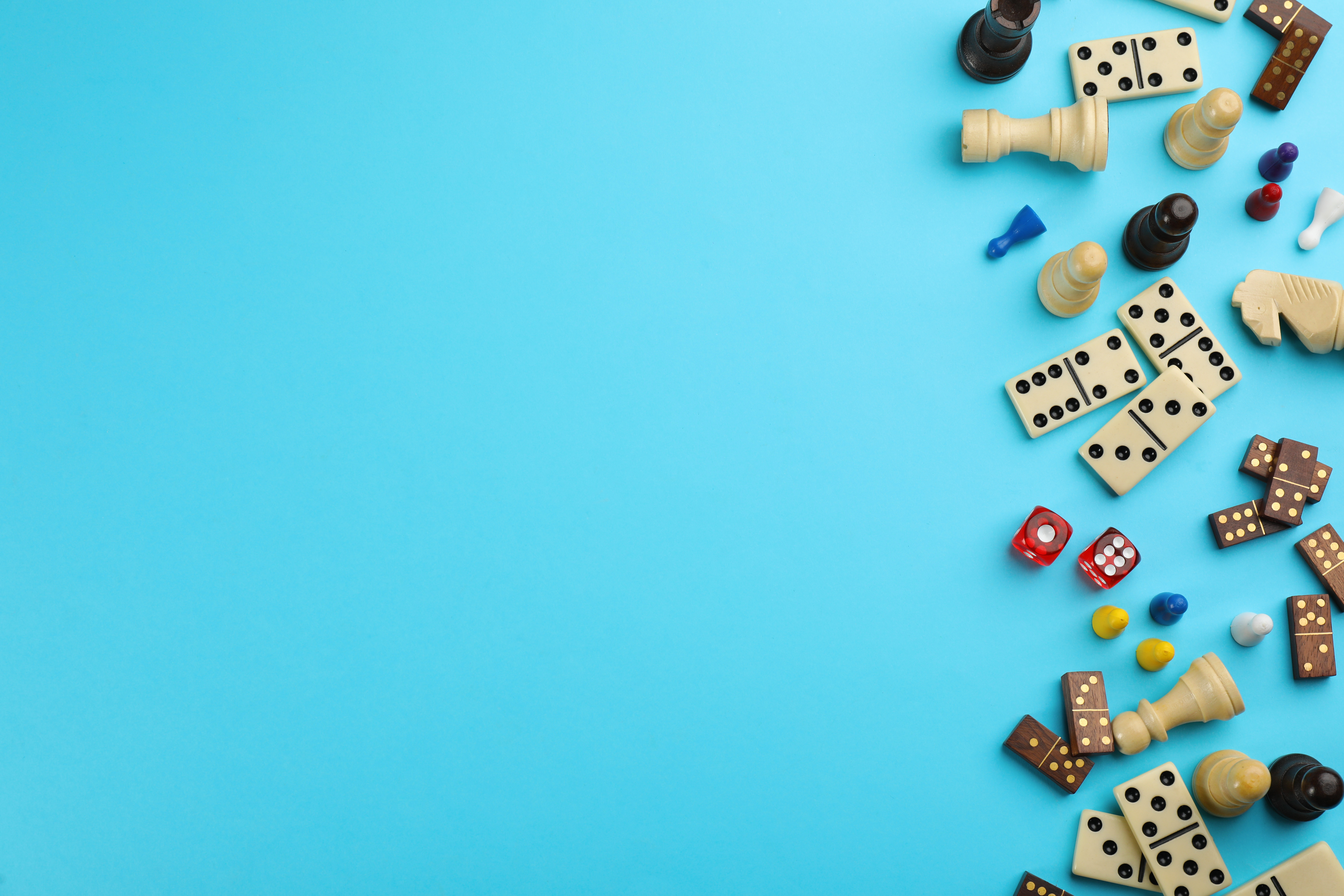 Game Pieces on blue Background